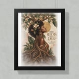 Black Woman Roots Poster, African American Framed Art Print, Ancestral Strength Wall Decor, Melanin Botanical Floral Artwork, Gift For Her thumbnail 2