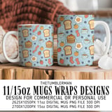 Digital Pattern, Breakfast Food Bundle, Cute Food Illustration, Seamless Kawaii Pattern, Foodie Pattern, Digital Paper, Commercial Use OK thumbnail 4