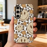 Cheetah Leopard Print Smiley Face Tote Bag & Phone Case - Retro Trendy Happy Face Daisy Flower Groovy Gift thumbnail 13