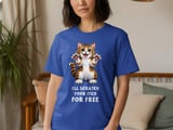 Funny Cat T-Shirt, "I'll scratch your itch for FREE" Cute Kitten Graphic Tee, Cat Lover Gift, Playful Feline Art thumbnail 6