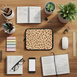 Giraffe Print Laptop Sleeve, Aesthetic Animal Spots Padded Computer Case, Cute Safari Accessory Pouch for Her thumbnail 3