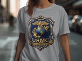 USMC Marine Corps T-Shirt | Semper Fidelis Eagle Globe Anchor Tee | Patriotic Faux Embroidered Emblem Military Veteran Gift thumbnail 8