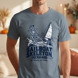 Sailboat Skeleton Deckhand Nautical Sailing Graphic Ocean Waves Crewneck Sweatshirts All Bones All Lines thumbnail 14