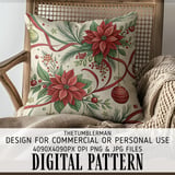 Christmas Poinsettia Tumbler Design, Digital Download, Floral Junk Journal, Watercolor Flower Background, Colorful Flowers Digital Papers thumbnail 5