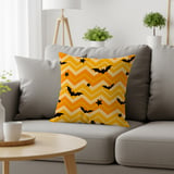Cute Halloween Bat Chevron Woven Blanket, Soft Velveteen Throw, Spooky Stars Pillow Cover, Orange & Yellow Fall Decor thumbnail 19