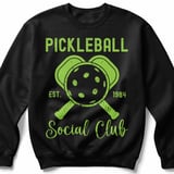 Pickleball Gildan Crewneck Sweatshirt, Pickleball Est. 1984 Social Club Vintage Graphic, Court Warm Up thumbnail 1