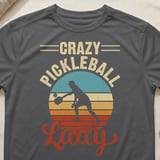 Pickleball Sport-Tek Performance Tee, Crazy Pickleball Lady Silhouette, Moisture-Wicking Court Apparel thumbnail 8