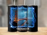 San Francisco Golden Gate Bridge Lightning 20oz Tumbler Wrap Sublimation Design, Full Wrap Seamless Tumbler thumbnail 1