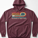 Pickleball Gildan Fleece Hoodie, Life Is Good Pickleball Makes It Better, Retro Graphic Court Pullover thumbnail 3