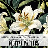 White Lily Tumbler Design, Digital Paper, Floral Backgrounds, Junk Journal Pages, Printable PNG, Scrapbooking Paper thumbnail 13