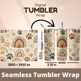 Boho Paw Print Rainbow Pattern Digital Size Bundle Png thumbnail 7
