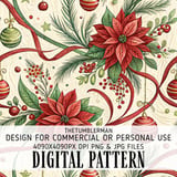 Christmas Poinsettia Tumbler Design, Digital Download, Floral Junk Journal, Watercolor Flower Background, Colorful Flowers Digital Papers thumbnail 13