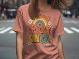 Pray On It Retro T-Shirt, Christian Rainbow Daisy Graphic Tee, Faith Based Scripture Shirt, Religious Gift for Her thumbnail 4