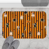 Cute Halloween Shower Curtains, Bath Mat, Kawaii Ghost and Skeleton Spooky Season Bathroom Decor, Orange Black Striped Fall Housewarming thumbnail 16