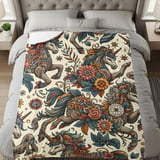 Floral Unicorn Blanket, Magical Creature Throw, Fantasy Unicorn Design, Bohemian Style Blanket, Unique Art Blanket thumbnail 10