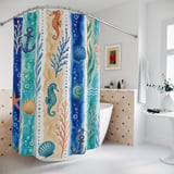 Seaside Whimsy Art Shower Curtain thumbnail 2