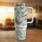 Easter Bunny Digital Download, Quilted Eggs, 40oz Tumbler Sublimation Wrap, Seamless Distressed Tapered, Easter Pattern Digital thumbnail 2