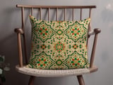 Moroccan Geometric Pillow Cover | Boho Accent Cushion | Ethnic Pattern Pillow Case with Faux Gold Print | Global Home Decor thumbnail 4