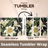 White Lily Floral Tumbler Design, Digital Paper, Flower Background, Printable Tumbler PNG, Junk Journal Pages, Digital Scrapbooking Paper thumbnail 7