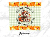 Falling Leaves Cow 20oz Seamless Tumbler Wrap, Autumn Highland Cow, Highland Cow Sublimation, Coffee Pumpkin, Cute Fall Seamless Design thumbnail 6