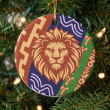 Lion Ornament, Boho Leo Zodiac Decor, African Safari Wildlife Holiday Keepsake, Tribal Lion Gift for Astrology and Big Cat Lovers thumbnail 1