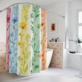 Watercolor Bloom Stripe Shower Curtain thumbnail 2