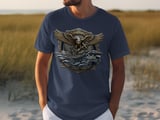 United States Navy T-Shirt | Patriotic Military Veteran Apparel with Eagle, Ships, Anchor | Honor Courage Commitment Gift thumbnail 8