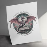 Fantasy Readers Book Club Poster, Dragon Art Print, Readers Gift, Bookish Dragon, Fantasy Illustration, Dragon and Book, Home Decor thumbnail 2
