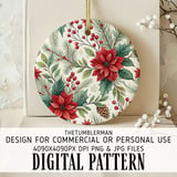 Watercolor Poinsettia Tumbler, Floral Digital Paper, Christmas Tumbler Design, Junk Journal Pages, Scrapbooking Paper, Printable PNG thumbnail 3