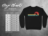 Pickleball Gildan Crewneck Sweatshirt, Retro Sunset Player Silhouette Vintage Stripes, Court Warm Up thumbnail 11