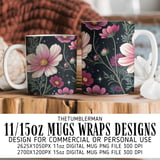 Floral Tumbler Design, Colorful Flowers Digital Papers, Floral Junk Journal Pages, Watercolor Flower Backgrounds, Printable tumbler png thumbnail 4