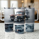 Vintage Chevrolet Truck 40oz Tumbler Wrap Digital File. Classic Car Sublimation Design for Men, Rustic Misty Forest Auto Art PNG Gift thumbnail 11