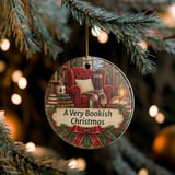Bookish Christmas Ornament, Cozy Book Lover Holiday Decor, Reading Nook Cat Library Bookworm Tree Charm, Literary Gift for Readers thumbnail 6
