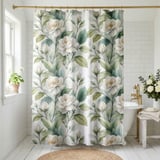 Gardenia Bloom Watercolor Shower Curtain thumbnail 1