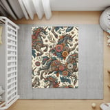 Floral Unicorn Blanket, Magical Creature Throw, Fantasy Unicorn Design, Bohemian Style Blanket, Unique Art Blanket thumbnail 3