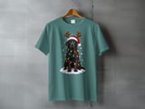 Black Labrador Retriever Christmas Dog Reindeer Antlers Santa Hat Holiday Lights Graphic Standard T-Shirts thumbnail 9
