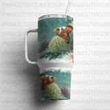 Clownfish 40oz Tumbler Sublimation Wrap Digital, Coral Reef Ocean Sea Life Seamless PNG Design thumbnail 16