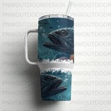 Monster Fish 40oz Tumbler Sublimation Wrap, Deep Sea Angler PNG Digital Download, Scary Ocean Creature Tapered Design, Unique Fisherman Gift thumbnail 16