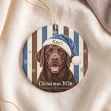 Chocolate Lab Ornament, Custom Dog Christmas Ornament 2026, Labrador Retriever Holiday Gift for Dog Mom, Rustic Pet Christmas Tree Decor thumbnail 5