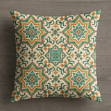 Moroccan Tile Pillow Cover, Teal Gold Geometric Boho Decorative Throw Pillow Case, Mediterranean Home Decor Accent thumbnail 9
