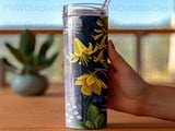 Vintage Dark Floral Tumbler Wrap Digital File, 20oz Skinny Sublimation Design, Seamless Botanical PNG for Garden Lover Gift thumbnail 4