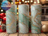 20 oz Skinny Tumbler Wrap, Marble Texture Sublimation Design, Straight and Tapered Wrap png, Green Gold Tumbler Digital Download thumbnail 2