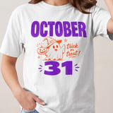 October 31st Halloween Ghost T-Shirt | Trick or Treat Spooky Season Tee with Cute Pumpkin Graphic thumbnail 2