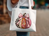 Fall Pumpkin Digital Design with Pink Bow, Leopard & Paw Prints, Floral Pumpkin PNG thumbnail 5