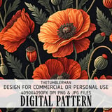 Orange Poppy Tumbler Design, Floral Digital Paper, Watercolor Flower Background, Junk Journal Pages, Printable Tumbler png, Scrapbooking thumbnail 13