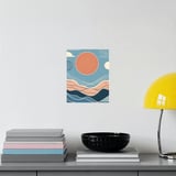Minimalist Landscape Posters, Abstract Mountain Art, Geometric Sun Print, Mid Century Modern Wall Decor, Nature Inspired Posters thumbnail 2