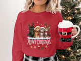 Meowy Christmas Kittens Standard T-Shirts Holiday Cats In Santa Hats Reindeer Antlers Graphic thumbnail 3