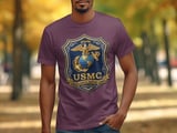 USMC Marine Corps T-Shirt | Semper Fidelis Eagle Globe Anchor Tee | Patriotic Faux Embroidered Emblem Military Veteran Gift thumbnail 7