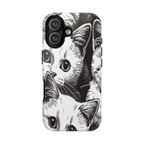 Cat Faces Tote Bags, Cute Kitten Throw Pillow, Funny Cat Pattern iPhone Case, Animal Lover Gift, Cat Mom Present, Black and White Art thumbnail 15
