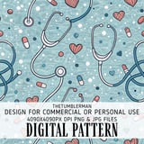 Charming Medical Doodle Digital Pattern Size Bundle Png thumbnail 2